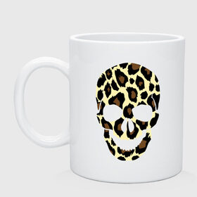 Кружка с принтом Skull leopard в Новосибирске, керамика | объем — 330 мл, диаметр — 80 мм. Принт наносится на бока кружки, можно сделать два разных изображения | Тематика изображения на принте: leo | skull | леопард | череп