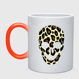Кружка хамелеон с принтом Skull leopard в Новосибирске, керамика | меняет цвет при нагревании, емкость 330 мл | Тематика изображения на принте: leo | skull | леопард | череп