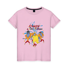 Женская футболка хлопок с принтом Queen A Kind of Magic в Новосибирске, 100% хлопок | прямой крой, круглый вырез горловины, длина до линии бедер, слегка спущенное плечо | freddie mercury | queen | классический рок | куин | рок группа | фредди меркьюри