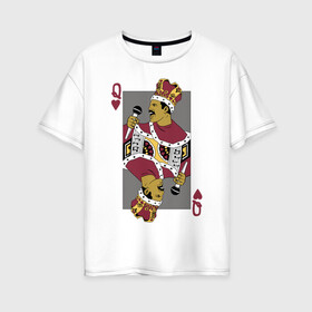 Женская футболка хлопок Oversize с принтом Queen playing card в Новосибирске, 100% хлопок | свободный крой, круглый ворот, спущенный рукав, длина до линии бедер
 | freddie mercury | queen | классический рок | куин | рок группа | фредди меркьюри