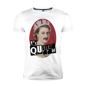 Мужская футболка премиум с принтом The Queen в Новосибирске, 92% хлопок, 8% лайкра | приталенный силуэт, круглый вырез ворота, длина до линии бедра, короткий рукав | freddie mercury | queen | классический рок | куин | рок группа | фредди меркьюри