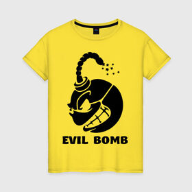 Женская футболка хлопок с принтом Злая бомба (Evil bomb) в Новосибирске, 100% хлопок | прямой крой, круглый вырез горловины, длина до линии бедер, слегка спущенное плечо | злой смайл | смайл