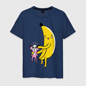 Мужская футболка хлопок с принтом Мстительный банан в Новосибирске, 100% хлопок | прямой крой, круглый вырез горловины, длина до линии бедер, слегка спущенное плечо. | bananes | мартышка | обезьяна | фрукты