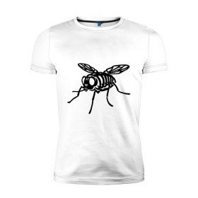 Мужская футболка премиум с принтом Рентген мухи в Новосибирске, 92% хлопок, 8% лайкра | приталенный силуэт, круглый вырез ворота, длина до линии бедра, короткий рукав | Тематика изображения на принте: скелет
