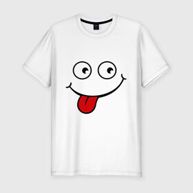 Мужская футболка премиум с принтом Wow Face в Новосибирске, 92% хлопок, 8% лайкра | приталенный силуэт, круглый вырез ворота, длина до линии бедра, короткий рукав | smile | мордочка | рожица | смайл