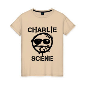 Женская футболка хлопок с принтом Charlie Scene (HU) в Новосибирске, 100% хлопок | прямой крой, круглый вырез горловины, длина до линии бедер, слегка спущенное плечо | charlie | charlie scene | scene | панк | рок | чарли шин