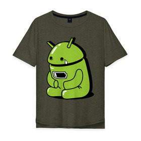 Мужская футболка хлопок Oversize с принтом Андроид плачет в Новосибирске, 100% хлопок | свободный крой, круглый ворот, “спинка” длиннее передней части | android | андроид | андроид плачет