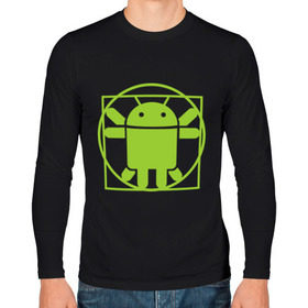 Мужской лонгслив хлопок с принтом Андроид давинчи в Новосибирске, 100% хлопок |  | android | андроид давинчи | давинчи