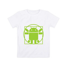 Детская футболка хлопок с принтом Андроид давинчи в Новосибирске, 100% хлопок | круглый вырез горловины, полуприлегающий силуэт, длина до линии бедер | android | андроид давинчи | давинчи
