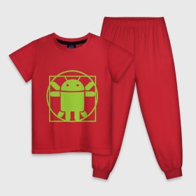 Детская пижама хлопок с принтом Андроид давинчи в Новосибирске, 100% хлопок |  брюки и футболка прямого кроя, без карманов, на брюках мягкая резинка на поясе и по низу штанин
 | android | андроид давинчи | давинчи