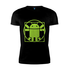 Мужская футболка премиум с принтом Андроид давинчи в Новосибирске, 92% хлопок, 8% лайкра | приталенный силуэт, круглый вырез ворота, длина до линии бедра, короткий рукав | android | андроид давинчи | давинчи