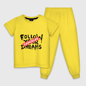 Детская пижама хлопок с принтом Follow your Dreams в Новосибирске, 100% хлопок |  брюки и футболка прямого кроя, без карманов, на брюках мягкая резинка на поясе и по низу штанин
 | banksy | dreams | follow your | follow your dreams | бенкси | бэнкси | графити | граффити | мечты | следовать вашей мечты | стрит арт | стритарт