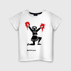 Детская футболка хлопок с принтом Чирлидерша в Новосибирске, 100% хлопок | круглый вырез горловины, полуприлегающий силуэт, длина до линии бедер | banksy | бенкси | бэнкси | графити | граффити | стрит арт | стритарт | чирлидерша