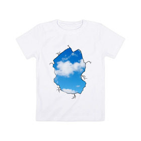 Детская футболка хлопок с принтом Небо. Бэнкси в Новосибирске, 100% хлопок | круглый вырез горловины, полуприлегающий силуэт, длина до линии бедер | banksy | бенкси | бэнкси | графити | граффити | небо | облака | облако | стрит арт | стритарт