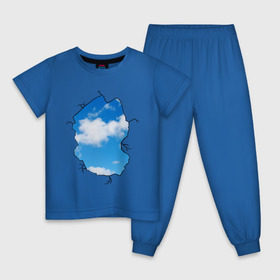 Детская пижама хлопок с принтом Небо. Бэнкси в Новосибирске, 100% хлопок |  брюки и футболка прямого кроя, без карманов, на брюках мягкая резинка на поясе и по низу штанин
 | banksy | бенкси | бэнкси | графити | граффити | небо | облака | облако | стрит арт | стритарт