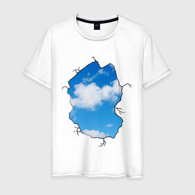 Мужская футболка хлопок с принтом Небо. Бэнкси в Новосибирске, 100% хлопок | прямой крой, круглый вырез горловины, длина до линии бедер, слегка спущенное плечо. | banksy | бенкси | бэнкси | графити | граффити | небо | облака | облако | стрит арт | стритарт