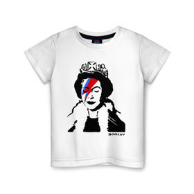 Детская футболка хлопок с принтом Елизавета вторая в Новосибирске, 100% хлопок | круглый вырез горловины, полуприлегающий силуэт, длина до линии бедер | banksy | английская королева | англия | бенкси | бэнкси | великобритания | графити | граффити | королева | стрит арт | стритарт