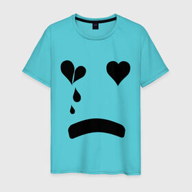 Мужская футболка хлопок с принтом Sad smile в Новосибирске, 100% хлопок | прямой крой, круглый вырез горловины, длина до линии бедер, слегка спущенное плечо. | smile | грустный смайлик | сердце | смайл | смайлик