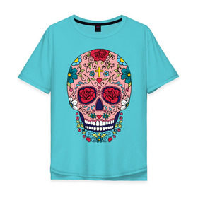 Мужская футболка хлопок Oversize с принтом Oldschool skull в Новосибирске, 100% хлопок | свободный крой, круглый ворот, “спинка” длиннее передней части | oldschool | skull | олд скул | олдскул | цветочный орнамент | цветы | череп | черепа