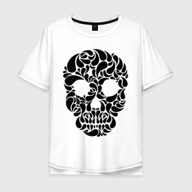 Мужская футболка хлопок Oversize с принтом Pattern skull в Новосибирске, 100% хлопок | свободный крой, круглый ворот, “спинка” длиннее передней части | 