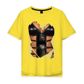Мужская футболка хлопок Oversize с принтом Leather underwear в Новосибирске, 100% хлопок | свободный крой, круглый ворот, “спинка” длиннее передней части | woman body | белье | грудь | женское тело | нижнее белье | подарок жене | тело