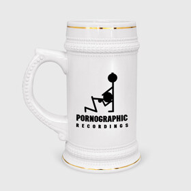 Кружка пивная с принтом Pornographic в Новосибирске,  керамика (Материал выдерживает высокую температуру, стоит избегать резкого перепада температур) |  объем 630 мл | recordings | девушка | парень | съемка | фигурки | человечки