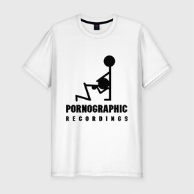 Мужская футболка премиум с принтом Pornographic в Новосибирске, 92% хлопок, 8% лайкра | приталенный силуэт, круглый вырез ворота, длина до линии бедра, короткий рукав | recordings | девушка | парень | съемка | фигурки | человечки
