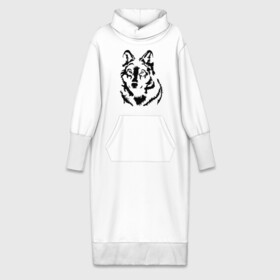 Платье удлиненное хлопок с принтом Чёрный волк в Новосибирске,  |  | волчара | волчица | животное | зверь | хищник