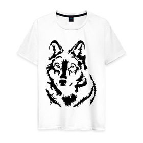 Мужская футболка хлопок с принтом Чёрный волк в Новосибирске, 100% хлопок | прямой крой, круглый вырез горловины, длина до линии бедер, слегка спущенное плечо. | волчара | волчица | животное | зверь | хищник
