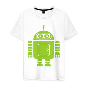 Мужская футболка хлопок с принтом Android-bender. в Новосибирске, 100% хлопок | прямой крой, круглый вырез горловины, длина до линии бедер, слегка спущенное плечо. | админам | андроид | бендер | мультик | мультфильм | ос | робот | футурама
