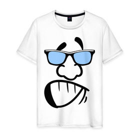 Мужская футболка хлопок с принтом Пижон в Новосибирске, 100% хлопок | прямой крой, круглый вырез горловины, длина до линии бедер, слегка спущенное плечо. | smail | пижон | позитывный | смайл | смайл в очках