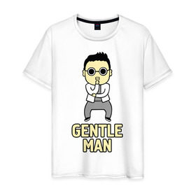 Мужская футболка хлопок с принтом Gentleman (джентльмен) в Новосибирске, 100% хлопок | прямой крой, круглый вырез горловины, длина до линии бедер, слегка спущенное плечо. | gentleman | psy | джентльмен | музыка | певец psy