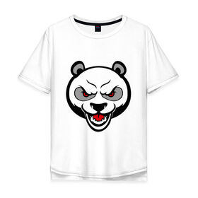 Мужская футболка хлопок Oversize с принтом Angry panda - злая панда в Новосибирске, 100% хлопок | свободный крой, круглый ворот, “спинка” длиннее передней части | Тематика изображения на принте: панда