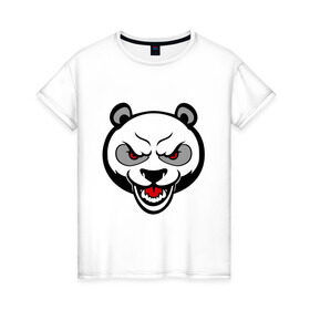 Женская футболка хлопок с принтом Angry panda - злая панда в Новосибирске, 100% хлопок | прямой крой, круглый вырез горловины, длина до линии бедер, слегка спущенное плечо | панда