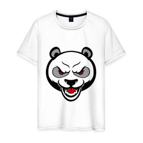 Мужская футболка хлопок с принтом Angry panda - злая панда в Новосибирске, 100% хлопок | прямой крой, круглый вырез горловины, длина до линии бедер, слегка спущенное плечо. | Тематика изображения на принте: панда