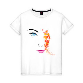 Женская футболка хлопок с принтом Таинственная незнакомка в Новосибирске, 100% хлопок | прямой крой, круглый вырез горловины, длина до линии бедер, слегка спущенное плечо | девушкам | для девушек | лицо | лицо девушки