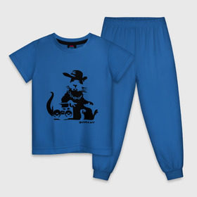 Детская пижама хлопок с принтом Gangsta rat (Banksy) в Новосибирске, 100% хлопок |  брюки и футболка прямого кроя, без карманов, на брюках мягкая резинка на поясе и по низу штанин
 | бэнкси | гангстер | граффити | грызун | мышь | хомяк