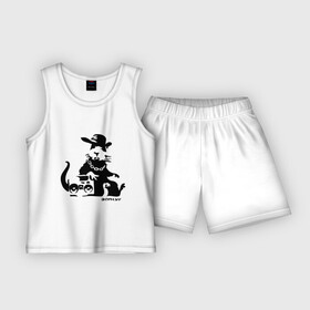 Детская пижама с шортами хлопок с принтом Gangsta rat (Banksy) в Новосибирске,  |  | бэнкси | гангстер | граффити | грызун | мышь | хомяк