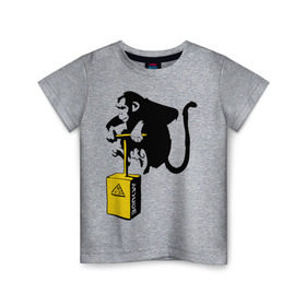 Детская футболка хлопок с принтом TNT monkey (Banksy) в Новосибирске, 100% хлопок | круглый вырез горловины, полуприлегающий силуэт, длина до линии бедер | Тематика изображения на принте: бэнкси | граффити | животные | обезьяна