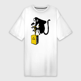 Платье-футболка хлопок с принтом TNT monkey (Banksy) в Новосибирске,  |  | бэнкси | граффити | животные | обезьяна