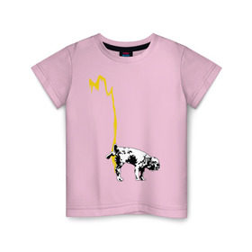 Детская футболка хлопок с принтом Peeing dog (Banksy) в Новосибирске, 100% хлопок | круглый вырез горловины, полуприлегающий силуэт, длина до линии бедер | Тематика изображения на принте: бульдог | бэнкси | граффити | собака