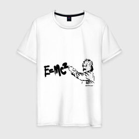 Мужская футболка хлопок с принтом E=MC2 в Новосибирске, 100% хлопок | прямой крой, круглый вырез горловины, длина до линии бедер, слегка спущенное плечо. | бэнкси | граффити | ученный | формула | эйнштейн
