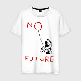 Мужская футболка хлопок с принтом No future Banksy в Новосибирске, 100% хлопок | прямой крой, круглый вырез горловины, длина до линии бедер, слегка спущенное плечо. | banksy | бэнкси | графити | граффити | стрит арт