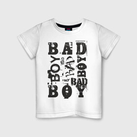 Детская футболка хлопок с принтом Bad boy в Новосибирске, 100% хлопок | круглый вырез горловины, полуприлегающий силуэт, длина до линии бедер | Тематика изображения на принте: бэд бой