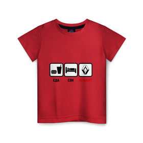 Детская футболка хлопок с принтом Главное в жизни - еда, сон, renault в Новосибирске, 100% хлопок | круглый вырез горловины, полуприлегающий силуэт, длина до линии бедер | Тематика изображения на принте: авто | автомобиль | знаки | рено | тачки