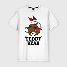 Мужская футболка премиум с принтом Медвежонок в Новосибирске, 92% хлопок, 8% лайкра | приталенный силуэт, круглый вырез ворота, длина до линии бедра, короткий рукав | 