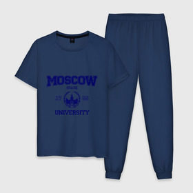 Мужская пижама хлопок с принтом MGU Moscow University в Новосибирске, 100% хлопок | брюки и футболка прямого кроя, без карманов, на брюках мягкая резинка на поясе и по низу штанин
 | вуз | институт | мгу | студенческие | университет