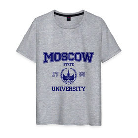 Мужская футболка хлопок с принтом MGU Moscow University в Новосибирске, 100% хлопок | прямой крой, круглый вырез горловины, длина до линии бедер, слегка спущенное плечо. | вуз | институт | мгу | студенческие | университет