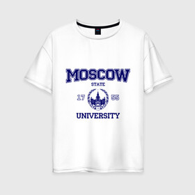 Женская футболка хлопок Oversize с принтом MGU Moscow University в Новосибирске, 100% хлопок | свободный крой, круглый ворот, спущенный рукав, длина до линии бедер
 | вуз | институт | мгу | студенческие | университет