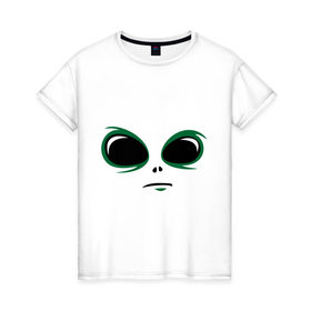Женская футболка хлопок с принтом инопланетянин в Новосибирске, 100% хлопок | прямой крой, круглый вырез горловины, длина до линии бедер, слегка спущенное плечо | 